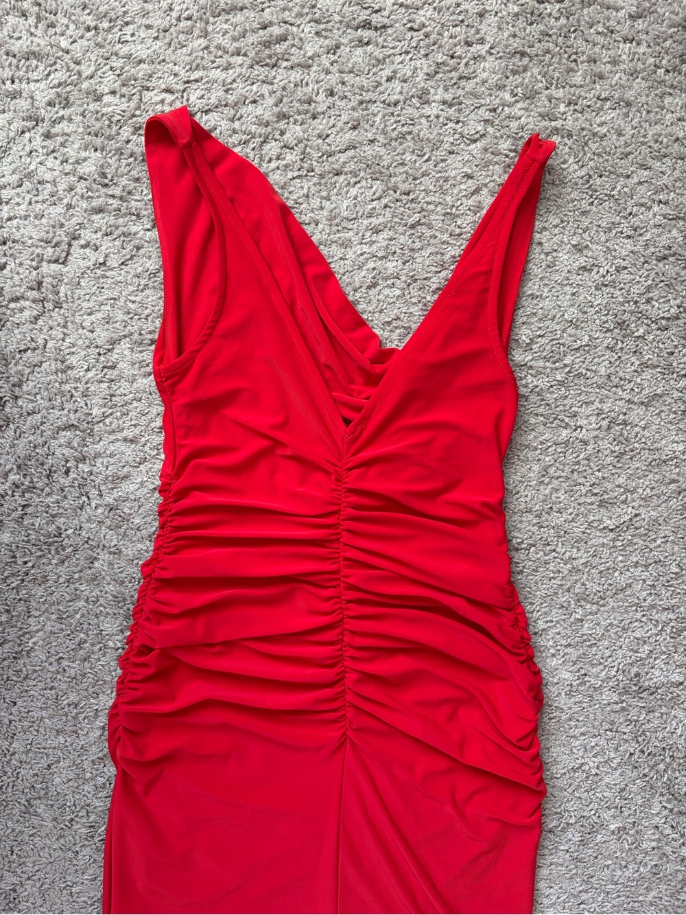 Zara Red Ruched Dress - Picture 4 of 5